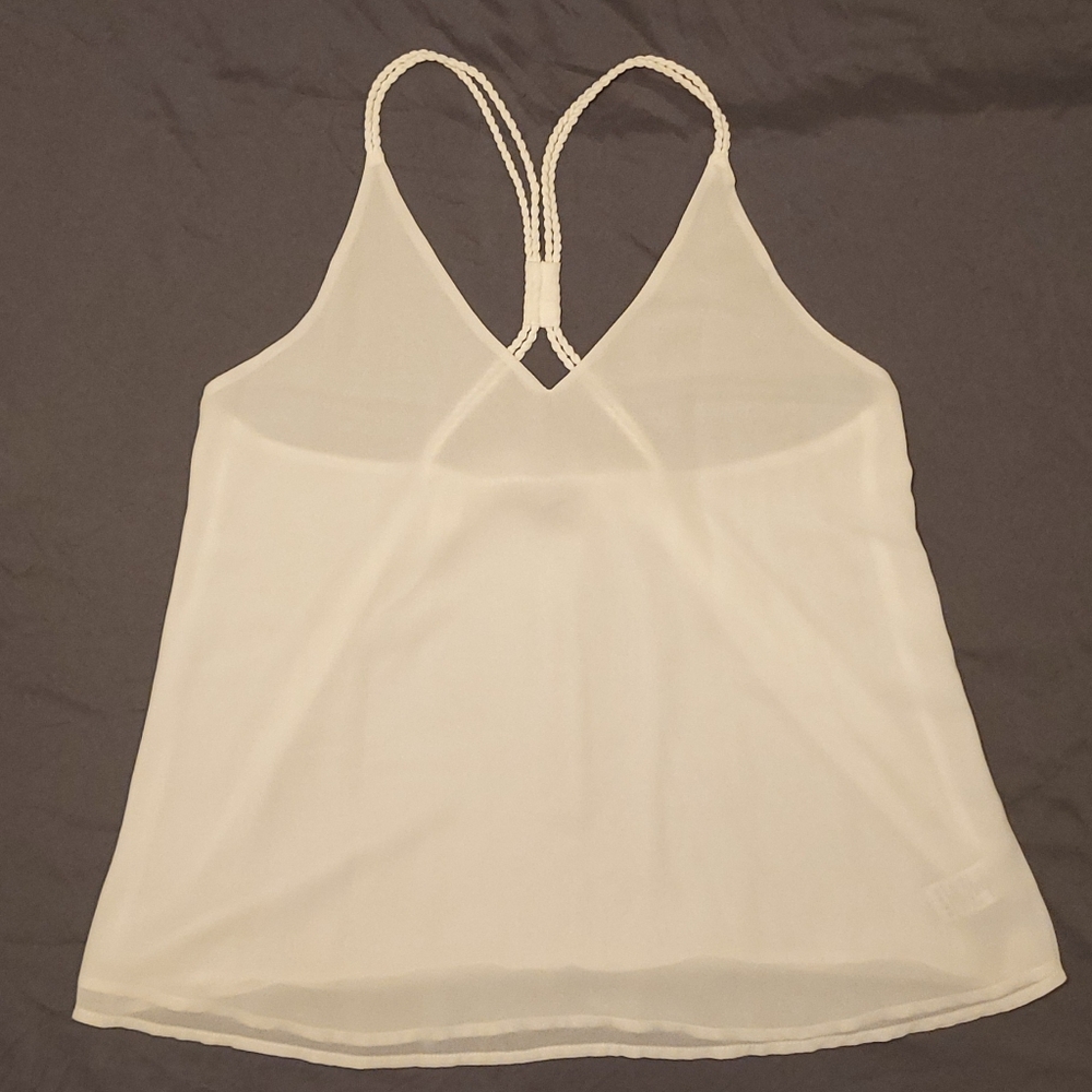 naked zebra | White Braided Camisole Tank Top Medium